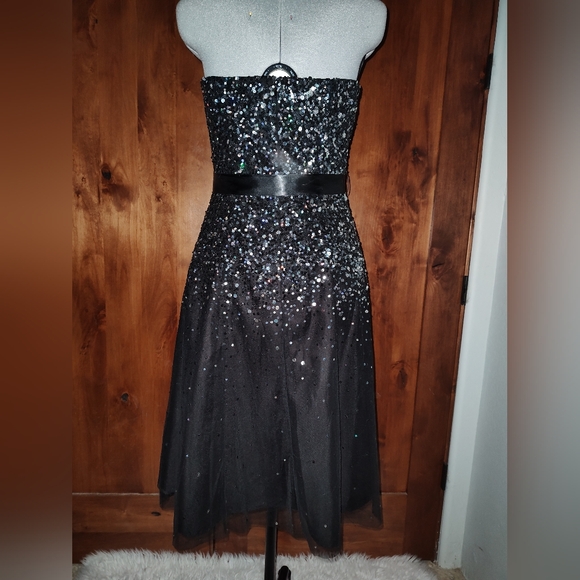 Scala Black Sequined Strapless Fit & Flare Dress - Picture 4 of 10